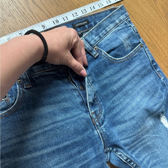 The Kooples Men’s Slim Fit Jeans - Size 31 - Medium Blue Distressed Button Fly - Picture 6 of 10